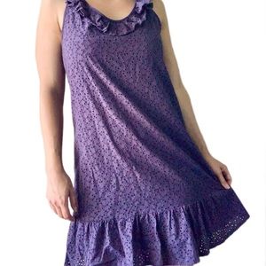 NWT Vanessa Bruno Purple Ruffle Eyelet Dress